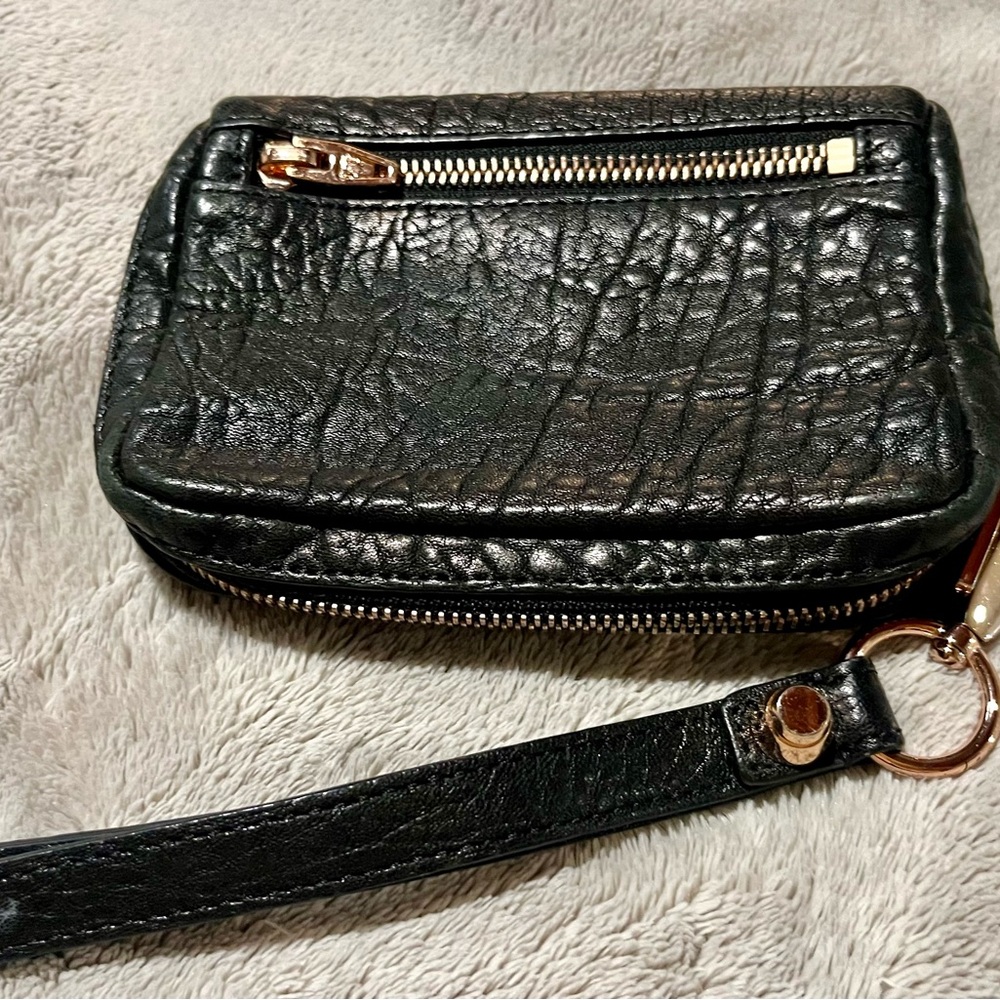 Alexander Wang Fumo Wristlet, Black Leather with Rose Gold